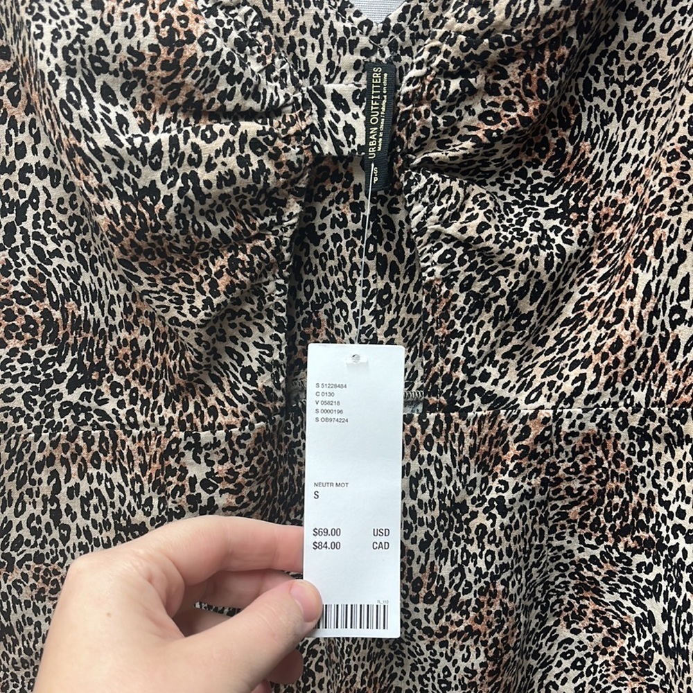 Urban Outfitters Front Cutout Side Zip Cheetah Dress-S - Picture 3 of 6
